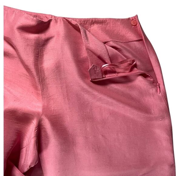 Eileen Fisher Silk Straight Ankle Pants Light Pink Petite Medium Side Zipper - Picture 8 of 10